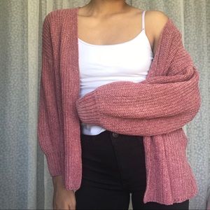 Pink Chenille Cardigan